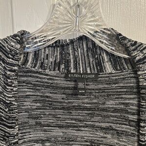 Eileen Fisher Black & White Marled Scoop Neck Sweater